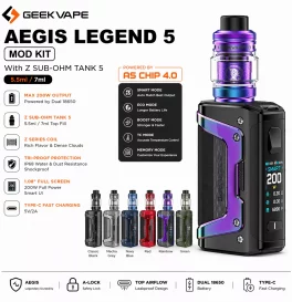 Geekvape Aegis Legend 5 Mod with Z Sub-Ohm Tank 5 Atomizer 5.5/7ml