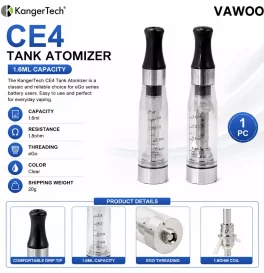 KangerTech CE4 Tank Atomizer 1.6ml,Clear