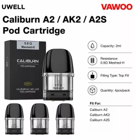 Uwell Caliburn A2 / Caliburn AK2 / Caliburn A2S Pod Cartridge 2ml (4pcs/pack)