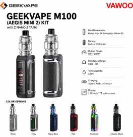 Geekvape M100 (Aegis Mini 2) Box Mod Kit with Z Nano 2 Tank Atomizer 2500mAh 3.5ml