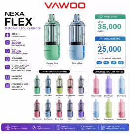 Nexa FLEX Disposable Pod Cartridge 18ml (Visible: 35K Puffs; Coolness: 25K Puffs)