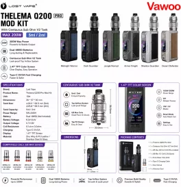 Lost Vape Thelema Q200 Pro Mod Kit 200W with Centaurus Sub Ohm V2 Tank 5ml