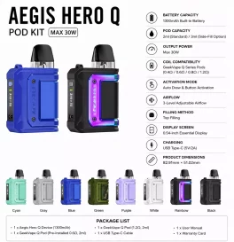 Geekvape Aegis Hero Q Pod Kit 1300mAh (Max 30W) 2ml