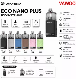 Vaporesso Eco Nano Plus Pod System Kit 1400mAh 10ml