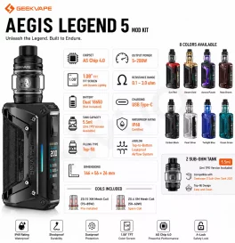 Geekvape Aegis Legend 5 Mod Kit with Z Sub Ohm Tank Atomizer 5.5ml