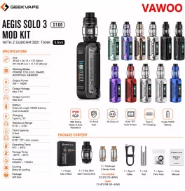 Geekvape Aegis Solo 3 (S100) Mod Kit with Z Subohm 2021 Tank 5.5ml