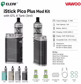 Eleaf iStick Pico Plus Mod Kit 75W with GTL X Tank 3ml
