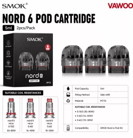 SMOK Nord 6 Pod Cartridge 5ml (2pcs/pack)