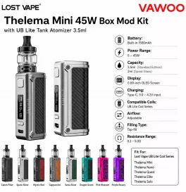 Lost Vape Thelema Mini 45W Box Mod Kit with UB Lite Tank Atomizer 1500mAh 3.5ml