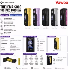 Lost Vape Thelema Solo 100 Pro Mod 100W (Single 18650/21700)