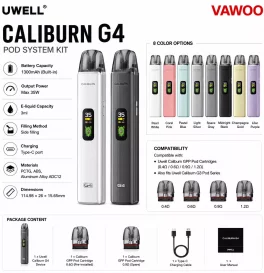 Uwell Caliburn G4 Pod System Kit 1300mAh 3ml (Max 35W)
