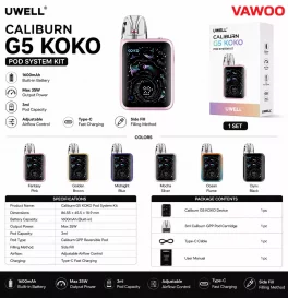 Uwell Caliburn G5 KOKO Pod System Kit 1600mAh 3ml (Max 35W)