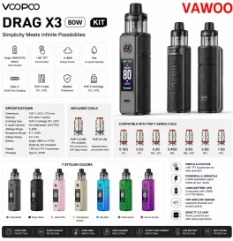 Voopoo Drag X3 80W Box Mod Kit with PnP X Cartridge DTL Pod 5ml