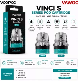 VOOPOO VINCI S Series Pod Cartridge for the VINCI S, VINCI E40/ E80/ E120 Kit (2pcs/pack)