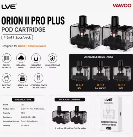 LVE Orion II Pro Plus Pod Cartridge 4.5ml (2pcs/pack)