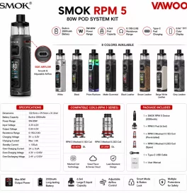 Smok RPM 5 80W Pod System Kit 2000mAh 6.5ml