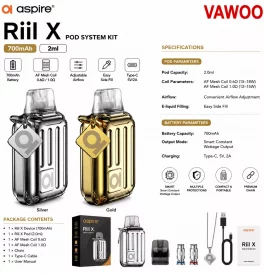 Aspire Riil X Pod System Kit 700mAh 2ml