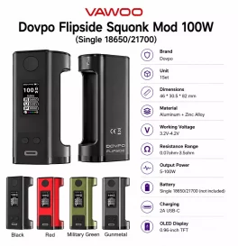 Dovpo Flipside Squonk Mod 100W(Single 18650/21700)