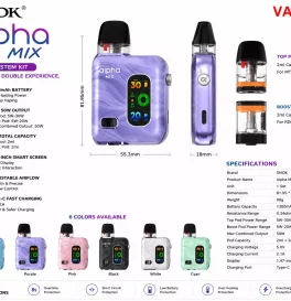 SMOK Alpha Mix Pod System Kit 1300mAh 4ml (Max 50W: Top Pod 30W 2ml + Boost Pod 20W 2ml)