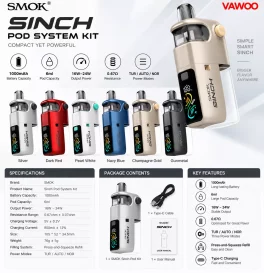 SMOK Sinch Pod System Kit 1000mAh 6ml (Max 24W)