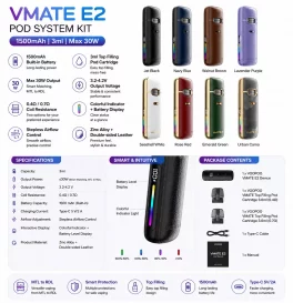 VOOPOO Vmate E2 Pod System Kit 1500mAh 30W 3ml