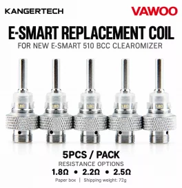 5pc Replacement coils for KangerTech New E smart 510 1.2ml BCC Clearomizer